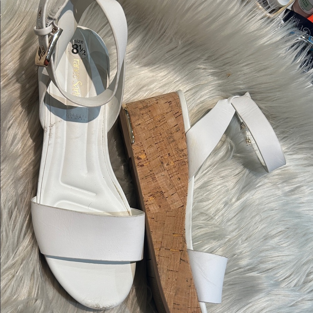 White Franco Sarto Wedge Sandals